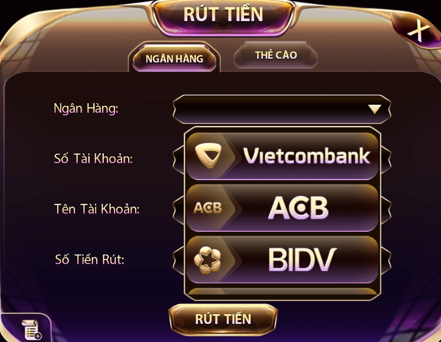 Rút tiền qua ngân hàng