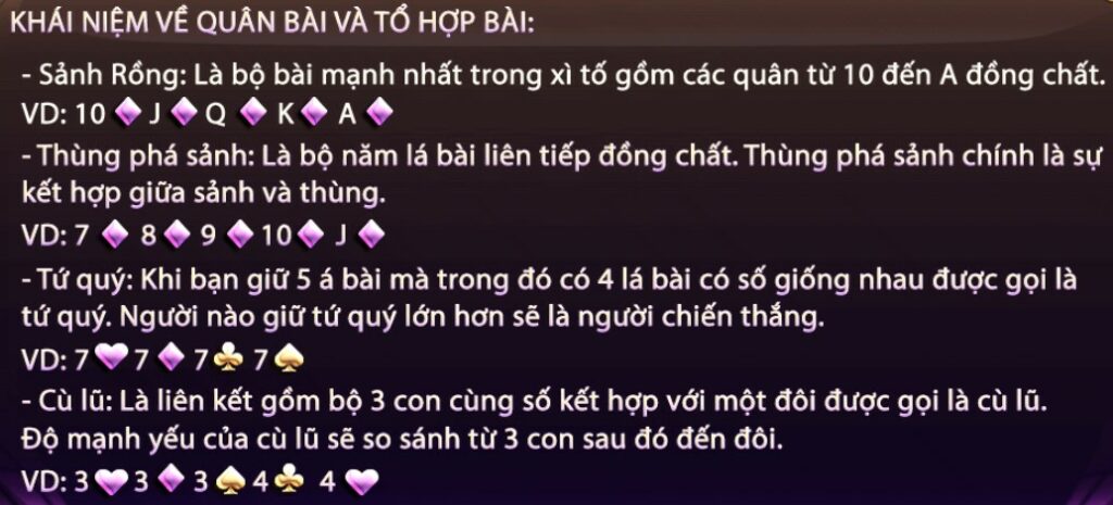 Tổng hợp một số quân bài và tổ hợp bài Xì tố 